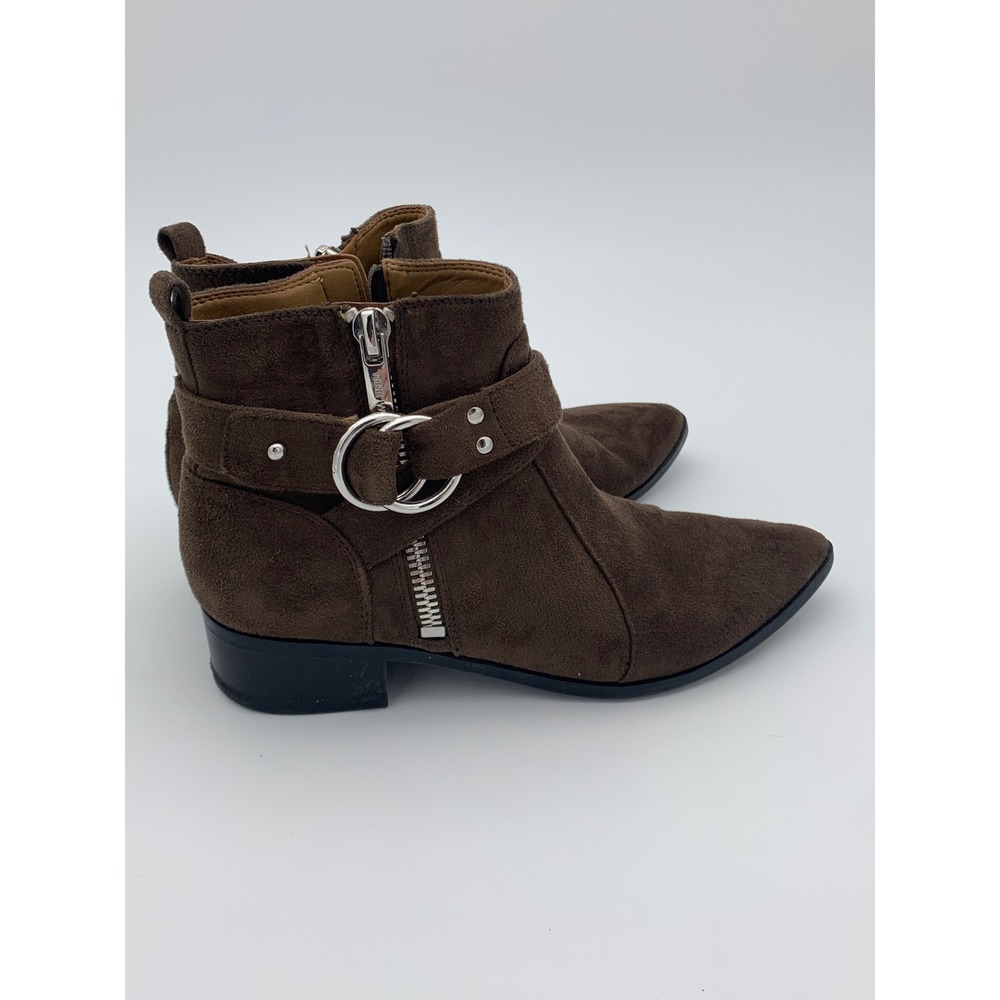 Nine West Womens Brown Suede Harness Ankle Boots Pointed‎ Toe Size 7.5M